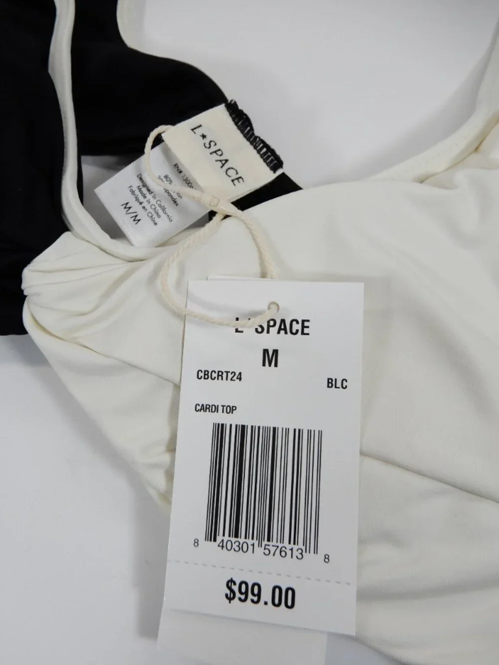 L*Space Bikini SET Size M Cardi Top & Jada Bottom Black Cream Colorblock NEW